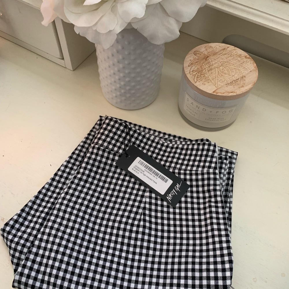 Gingham high waisted pants NWT